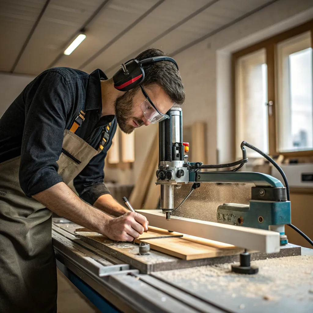 Carpenter working with advanced tools